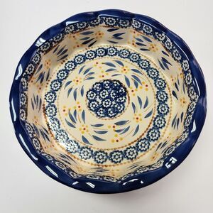 Temptations Presentable Ovenware Tara Old World Blue Scalloped Edge Pie Plate